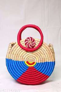 Colorful Round <b>Plant</b> Fiber Hand Woven Storage <b>Basket</b> with Handles Eco-Friendly Home Use Multi-Purpose Neatening <b>Basket</b> - Product Image 3