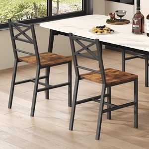 <b>Dining</b> <b>Chair</b> Set of 2, <b>Rustic</b> Wooden Kitchen <b>Chairs</b> with Backrest, Farmhouse <b>Dining</b> <b>Chairs</b> for Kitchen, Industrial Style <b>Chair</b> - Product Image 2
