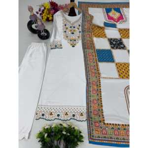 Conjunto elegante de ropa de boda de diseño Plazzo y Dupatta con trabajo de espejo real para ropa de fiesta - Product Image 2