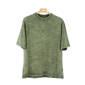 เสื้อยืดโอเวอร์ไซส์ผู้ชาย แขนสั้น ล้างสีแบบวินเทจ คุณภาพสูง สตรีทแวร์ แบรนด์และสีสันแบบกำหนดเอง คอกลมคลาสสิก - Product Image 1