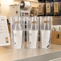 Sacs porte-gobelets en plastique PE pour 1, 2 ou 4 boissons à emporter (boba tea et café), emballage transparent et portable pour boissons