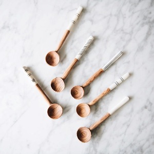 Cuillère à thé en bois naturel réutilisable, cuillère à café et à sucre, finition lisse, ustensile de cuisine - Product Image 5