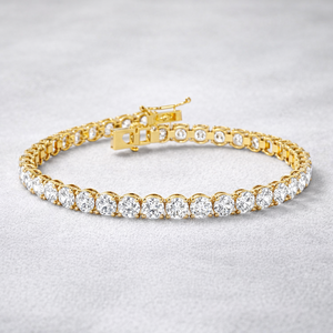 5 Carat Round Cut Lab Grown Diamond Tennis <b>Bracelet</b> <b>14k</b> Yellow <b>Gold</b> Fine Jewelry for Women - Product Image 1
