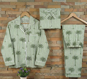 Ensemble de pyjama d'été thermique en pur coton tissé, imprimé à la main et brodé à la machine, pour femme, vente en gros Inde - Product Image 6