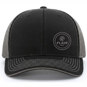 Gorra Trucker Snapback Premium Personalizada de 6 Paneles – Gorra Híbrida Estructurada de Malla de Rendimiento Gris y Sarga de Poliéster - Product Image 3