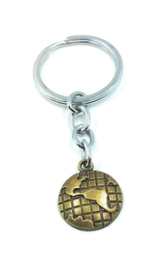 Porte-clés globe terrestre vintage en laiton antique, pendentif carte du monde, accessoire souvenir de voyage - Product Image 6