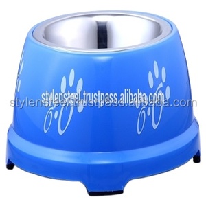 Bols et mangeoires en plastique et en acier inoxydable pour animaux de compagnie, bols antidérapants pour animaux de compagnie, en acier inoxydable, ventre bleu, dîner simple - Product Image 1