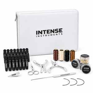 Kit d'outils professionnels pour extensions de cheveux en acier inoxydable avec pinces, perles en silicone, aiguilles, fil, ciseaux et étui de rangement pour salon - Product Image 1