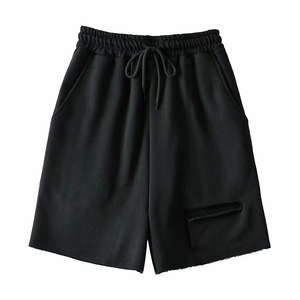 <b>Women</b> Solid Color Knitted <b>Sweat</b> <b>Shorts</b> With Drawstring Waist And Pockets Casual Loose Fit Mid Rise Breathable Fabric - Product Image 2