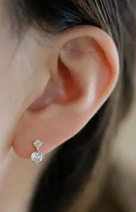 1.5Ct IGI Certified Lab-Grown Diamond Two Stone Drop & <b>Dangle</b> <b>Earring</b> 925 <b>Silver</b> - Product Image 3
