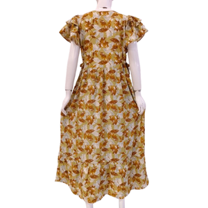 Kimono informal para mujer con cuello en V, mangas con volantes y vestido midi de rayón. - Product Image 3