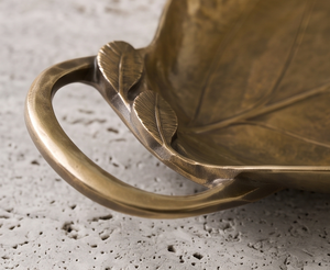 Luxury Nature Inspired Leaf Shaped Metal Serving <b>Tray</b> Antique <b>Gold</b> Platter With Handle Accents <b>Coffee</b> <b>Table</b> Centerpiece Bulk - Product Image 3