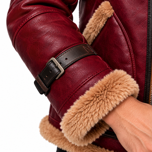 Blouson aviateur en similicuir pour homme avec garniture en fourrure, style pilote, vêtement d'extérieur d'hiver, fabricant en gros - Product Image 4