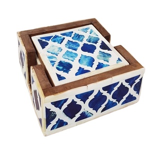 Juego de posavasos de resina ecológico de estilo europeo, almohadillas cuadradas de bambú de madera, soporte para barra, hogar, cocina empaquetada en cartón - Product Image 2