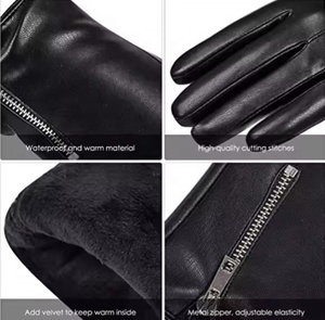 Gants d'hiver unisexes en cuir d'agneau véritable pour écran tactile, doux et chauds, pour le cyclisme, les activités de plein air et un usage quotidien, Pakistan - Product Image 5