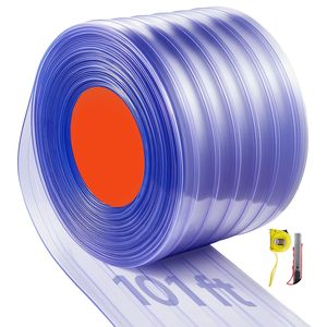 Tenda a Strisce in PVC Trasparente, Lunghezza 30,7 m x Larghezza 30,5 cm, Striscia in Plastica Nervata per Porte, Rotolo Grande per Congelatori e Garage, Migliorata - Product Image 5