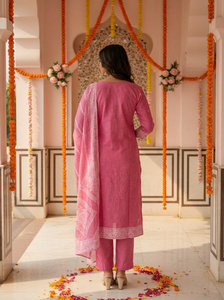 Pure Cotton <b>Women</b> Traditional <b>Kurta</b> Pant Dupatta Set Indian Ethnic Wear Regular Fit Casual Party Wear <b>Kurta</b> Pant Dupatta Set - Product Image 2