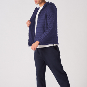 Veste matelassée coupe-vent unie pour homme, fermeture éclair intégrale, vêtement d'extérieur décontracté pour l'hiver, design unique - Product Image 2