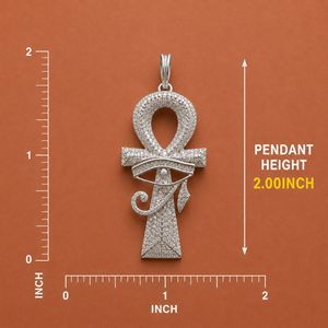 Pendentif Croix Ankh en Argent Sterling 925 avec Diamants Moissanite Sertis, Bijoux Hip Hop - Product Image 3