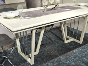 Juego de Comedor Moderno de Lujo en Madera de Teca Sólida, Mesa Rectangular Dorada con 6 Sillas, Muebles Contemporáneos para Cocina de Villa - Product Image 3