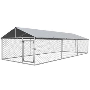 Cuccia per Cani da Esterno 6m x 2.3m x 1.5m Argento, Impermeabile con Tetto Anti-UV per Cani di Taglia Grande, Gabbia per Animali Domestici - Product Image 1