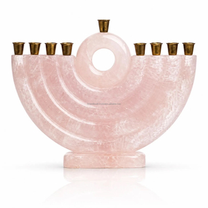 Ménorah en résine bleue, Hanouka, Noël, dorée en relief, bicolore, faite à la main, durable, de luxe, décoration de maison, centre de table, bougie - Product Image 5