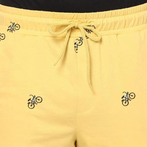 Pantalones Cortos Deportivos para Hombre, Color Amarillo, con Bordado de Bicicleta, Cintura Elástica Media, Transpirables - Product Image 4