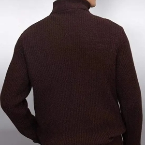 Streetwear Sweaters Sweatshirt Clothing Manufacturer Custom Wholesale Henry Collar Distressed <b>Long</b> Sleeve Knitted Sweater <b>Men</b> - Product Image 2