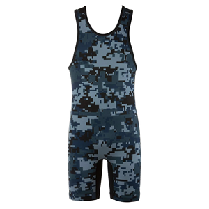 <b>Women</b> Digital Camouflage Tank Top Shorts Set Seamless Compression Wear Blue Black Patterned Sportswear - Product Image 1