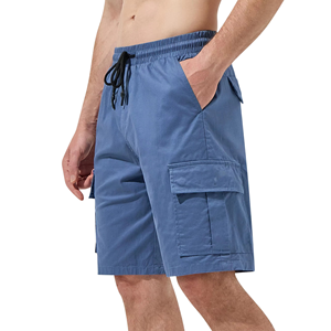 Pantalones Cortos Cargo Azules para Hombre, Diseño con Bolsillos Utilitarios, Cintura Elástica con Cordón, Estilo Casual de Verano, Precio al por Mayor - Product Image 5