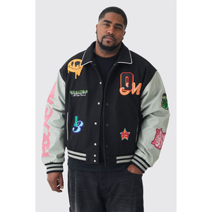 Customized Front Logo College Baseball Letterman Varsity <b>Quilted</b> Jacket 100% <b>Wool</b> Windproof for Men Winter Streetwear - Product Image 1