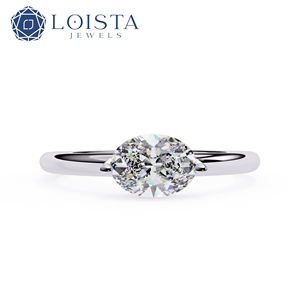 Bague de fiançailles et de mariage solitaire en diamant de laboratoire taille poire, coupe brillante, couleur E, plaqué or rose - Product Image 1