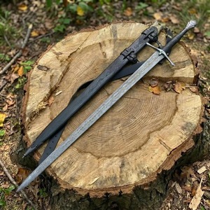 Espada Vikinga de Acero de Damasco con Hoja Recta, Empuñadura de Cuero y Madera, Grado Industrial, Hoja Única, 78cm, Grosor de Hoja de 0.6mm, OEM, para Exteriores - Product Image 5