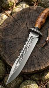 Cuchillo de Comando con Hoja de Acero al Carbono de Filo Recto, Grado Industrial, Grosor de 0.7 mm, Mango Negro, Cordón Rojo - Product Image 5