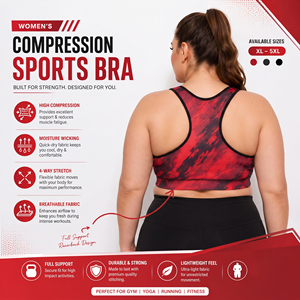 Soutien-gorge de sport grande taille à compression élevée pour femme, imprimé, dos nageur, coupe courte, pour yoga et fitness, soutien-gorge de compression pour femme, col rond, ajusté - Product Image 3