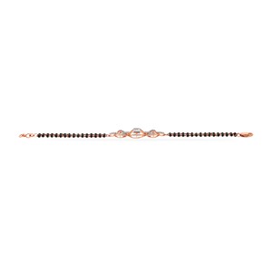Elegant Black <b>Beaded</b> Mangalsutra <b>Bracelet</b> for Women | 18K <b>Gold</b> Plated Diamond Floral Leaf <b>Bracelet</b> | CZ Stone Traditional Modern - Product Image 2