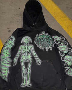 Sudadera con capucha de lavado ácido Vintage personalizable para hombre 100% algodón logotipo personalizado bordado estampado de calavera patrón sólido de invierno - Product Image 6