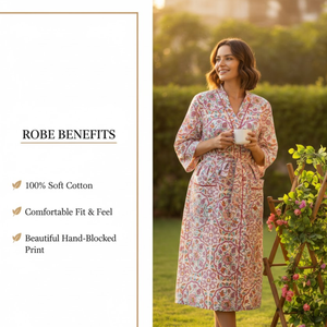 Robe Kimono en Coton Imprimé Floral Rose à Manches Longues, Peignoir de Bain et de Détente, Col en V avec Ceinture, Robe de Spa - Product Image 4