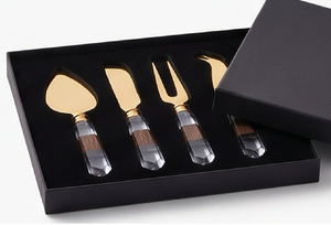 Gold <b>Cheese</b> <b>Knife</b> <b>Set</b> With Crystal And Wood Handles 4-Piece Stainless Steel Durable <b>Cheese</b> Tools For Elegant Dining Use - Product Image 4