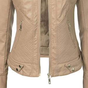 Chaquetas de Mujer para Primavera/Verano, Chaqueta de Cuero Borgoña con Cierre y Solapa, Manga Larga, Estilo Urbano - Product Image 5