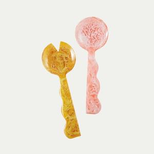 Juego de cucharas creativas y modernas para servir ensaladas, vajilla hecha a mano con mango largo de resina en espiral, no tóxica, ecológica, duradera y ligera - Product Image 6