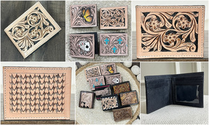 OEM Designer Customized Handmade Leather <b>Wallet</b> High Quality Genuine Cow Leather <b>RFID</b> Floral Organizer Card Holder Short <b>Wallet</b> - Product Image 3