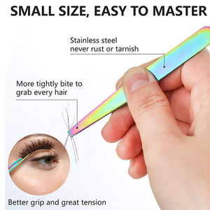 Ensemble de pinces à sourcils en titane avec revêtement coloré, en acier inoxydable, durable, 6 pièces, pointe lisse pour l'utilisation sur les sourcils - Product Image 3