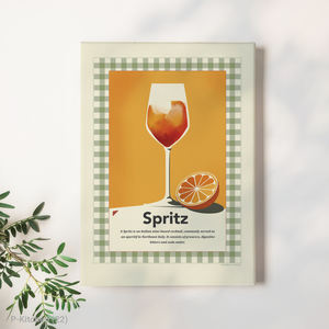 Affiche sur toile moderne pour la décoration murale de la maison, du bar ou de la salle à manger, illustrant les boissons estivales, la culture italienne de l'Aperol Spritz et les recettes de cocktails - Product Image 1
