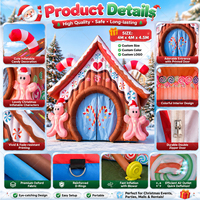 Cabane de Noël extérieure multicolore en forme de maison de pain d'épices, idéale pour événements, location d'entreprise, décoration de jardin et pelouse en hiver