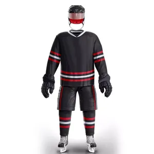 Nouvelle tenue de hockey sur glace très vendue, grande taille, anti-bactérienne, imprimée, manches courtes, 100 % polyester, avec numéros et logo personnalisés pour - Product Image 1