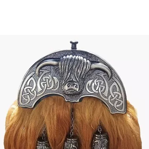 Nouveau sporran écossais 100% cuir véritable avec 3 pompons, accessoire d'instrument de musique fait sur mesure - Product Image 4