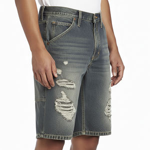 Shorts en jean déchirés de style hip-hop de haute qualité pour homme, longueur genou, avec logo personnalisé imprimé, style baggy, shorts en jean tendance - Product Image 2
