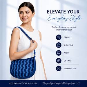 Sac à bandoulière matelassé en coton imprimé à la main pour femme, avec chaînes, sangle réglable, fermeture éclair, fait main, pour voyage et shopping - Product Image 3