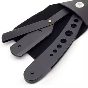Black Straight <b>Razor</b> With Plastic Handle Stainless Steel <b>Blade</b> For Men Barber Shop Use <b>Single</b> <b>Blade</b> Shaving Tool - Product Image 2